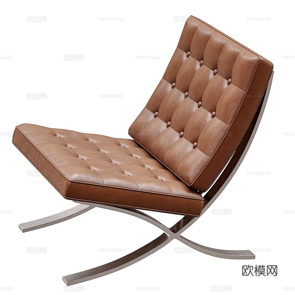 现代意式皮革休闲椅3d模型