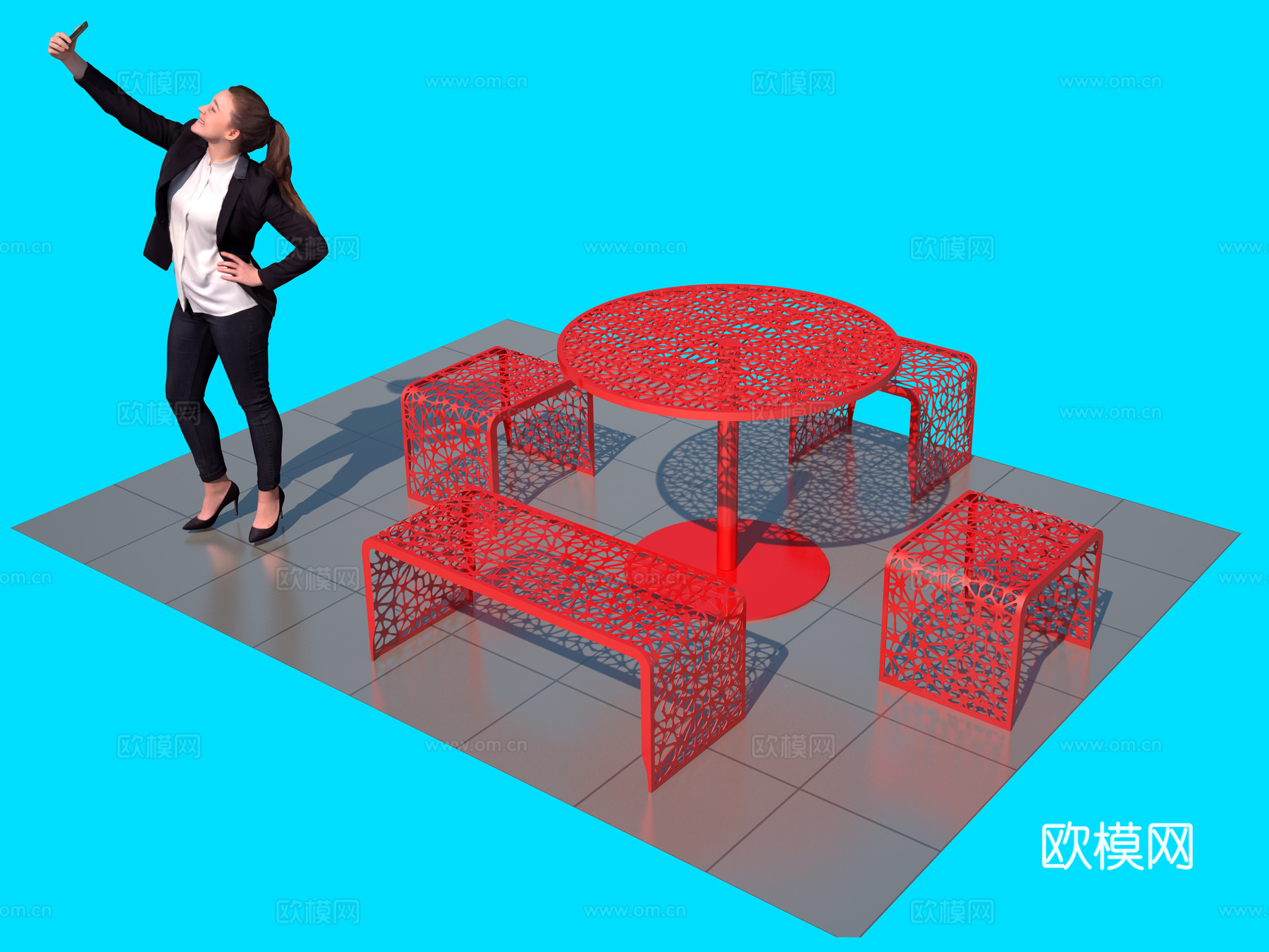 现代艺术桌凳3d模型