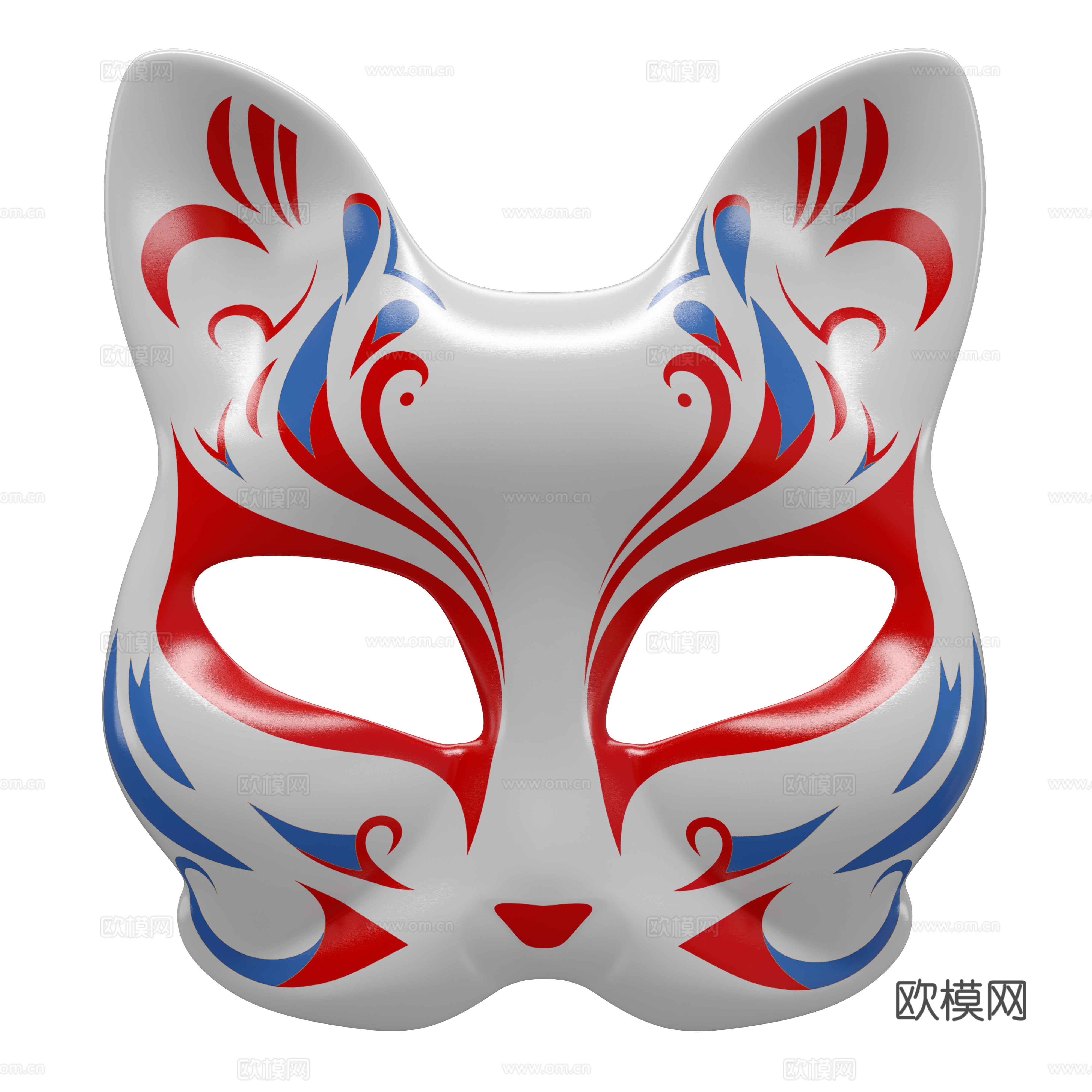 现代日式狐狸面具3d模型