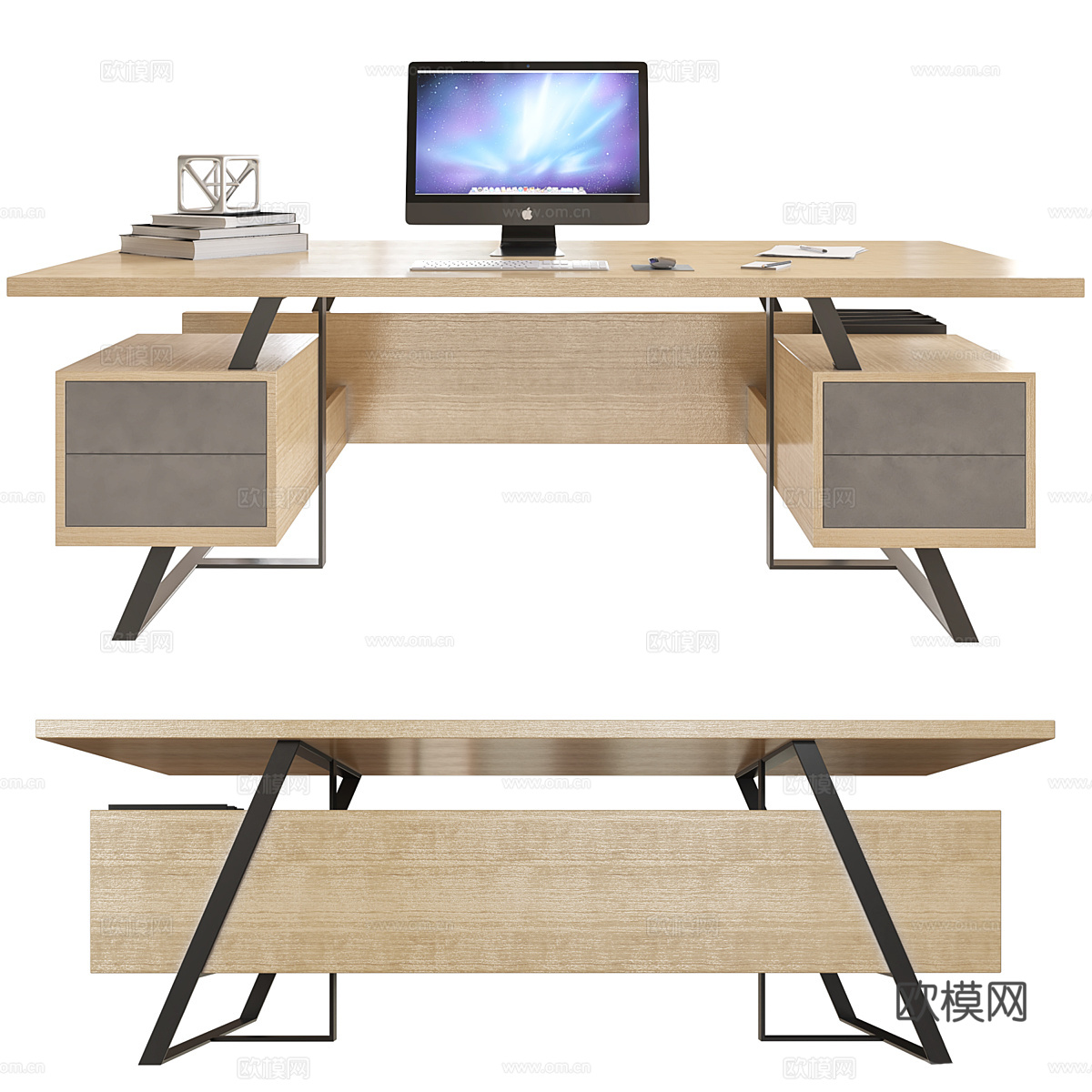 现代意式办公桌椅3d模型