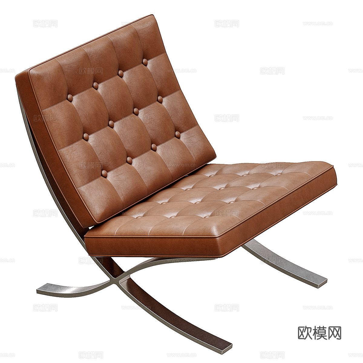 现代意式皮革休闲椅3d模型