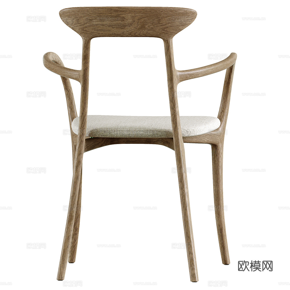 新中式木质单椅3d模型