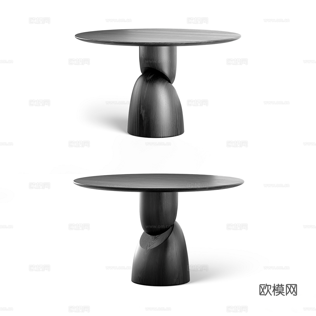 现代意式实木圆餐桌3d模型