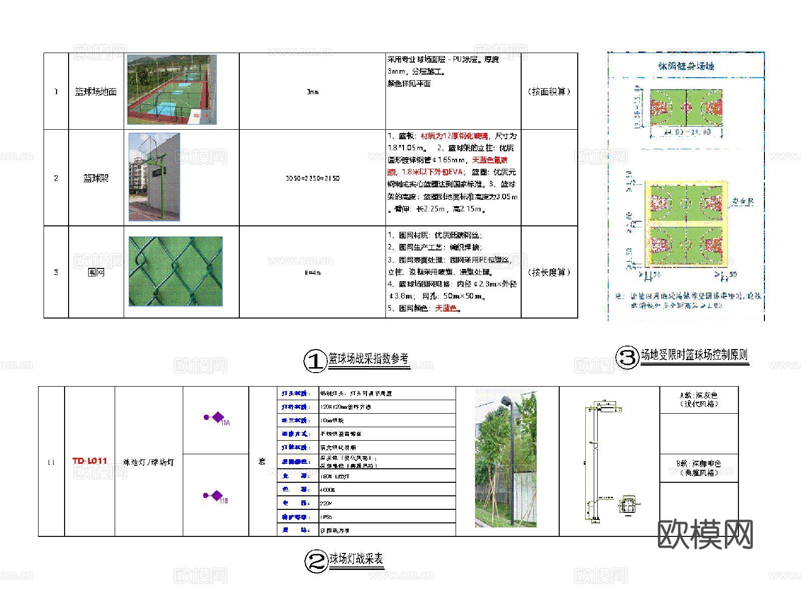 足球场 网球场 篮球场 室外球场 球场cad施工图