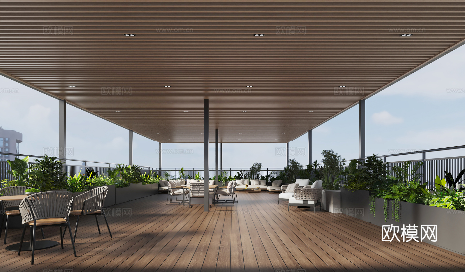现代屋顶花园3d模型