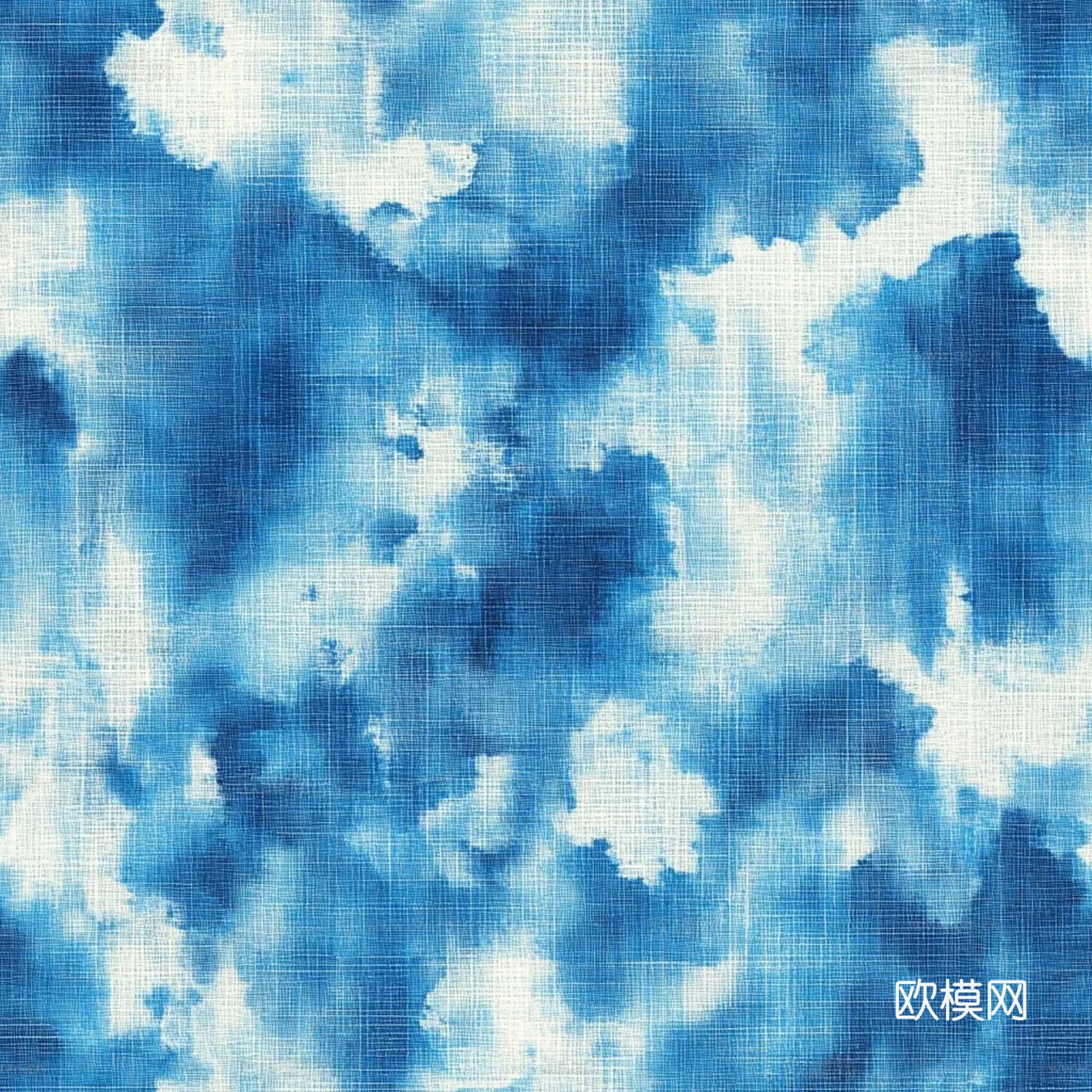 蓝色扎染布纹