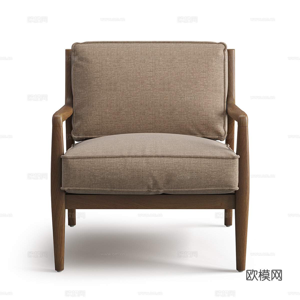 新中式木质布艺扶手椅3d模型