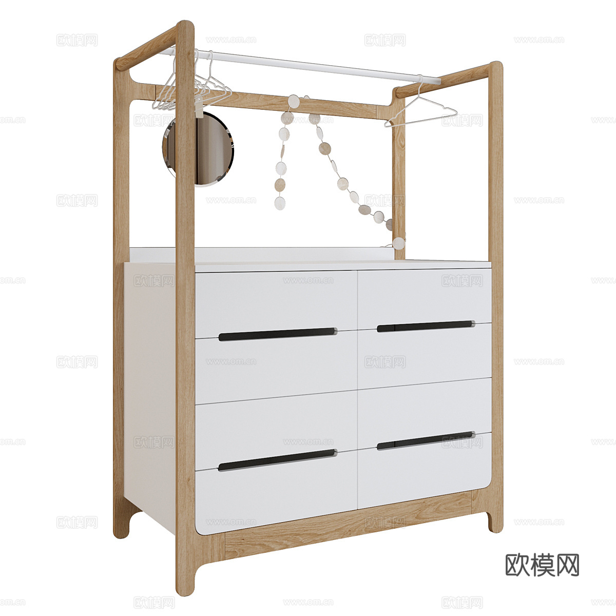 现代北欧原木儿童抽屉柜3d模型