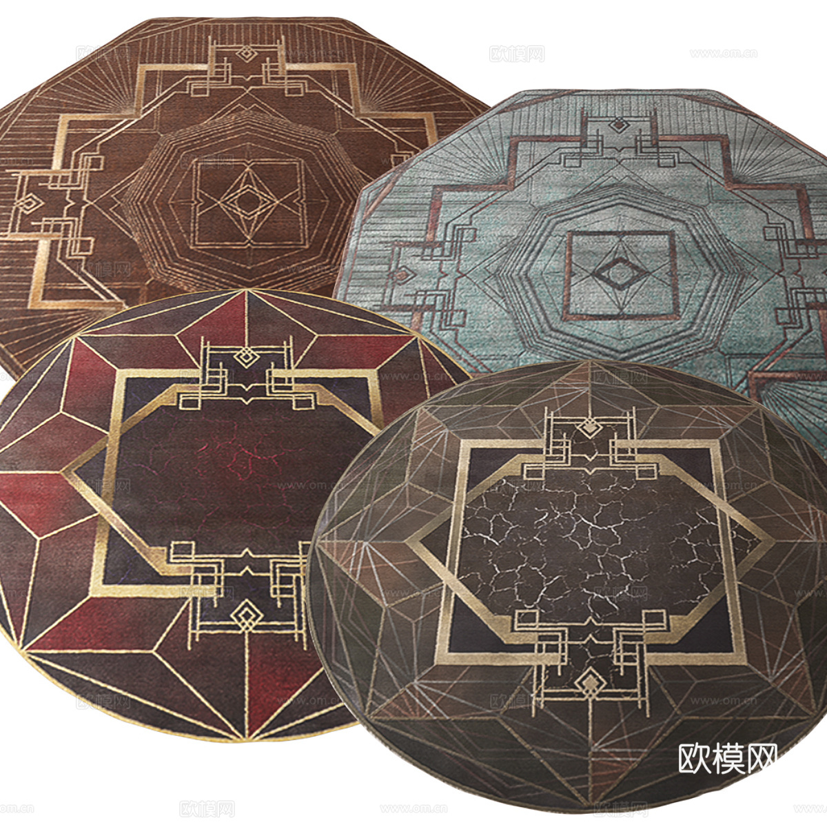 美式复古布艺地毯3d模型