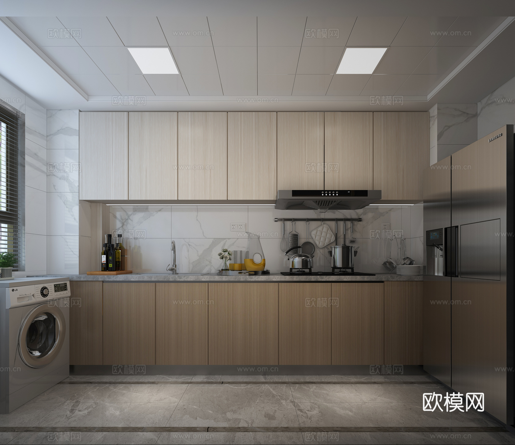 现代棕色全套户 客餐厅 卧室 厨房 卫生间 棕色沙发3d模型