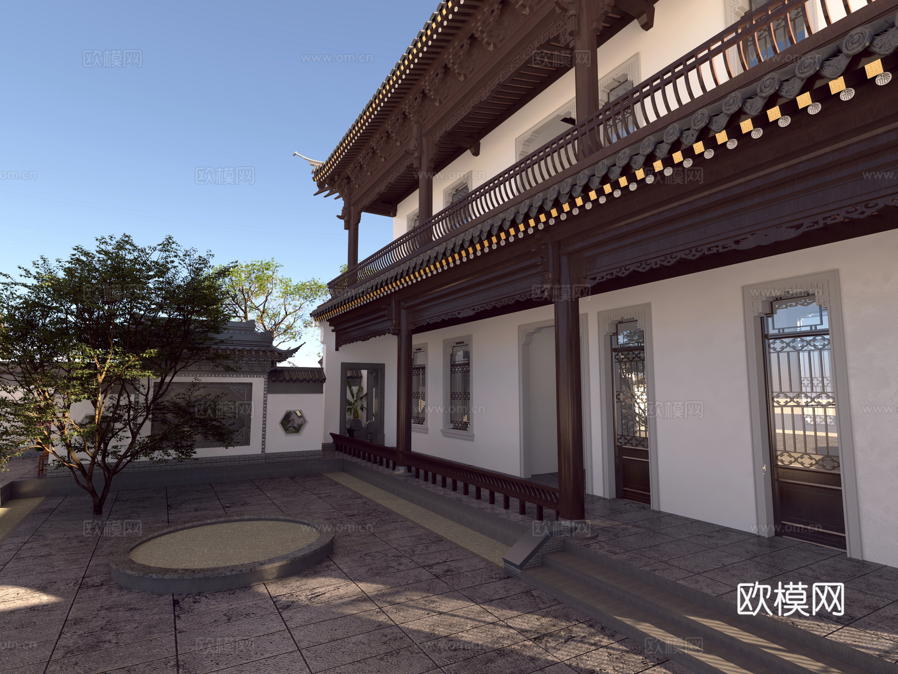 古建 小镇 民宿 中式建筑 四合院 江南 灰派 江南 斗拱3d模型