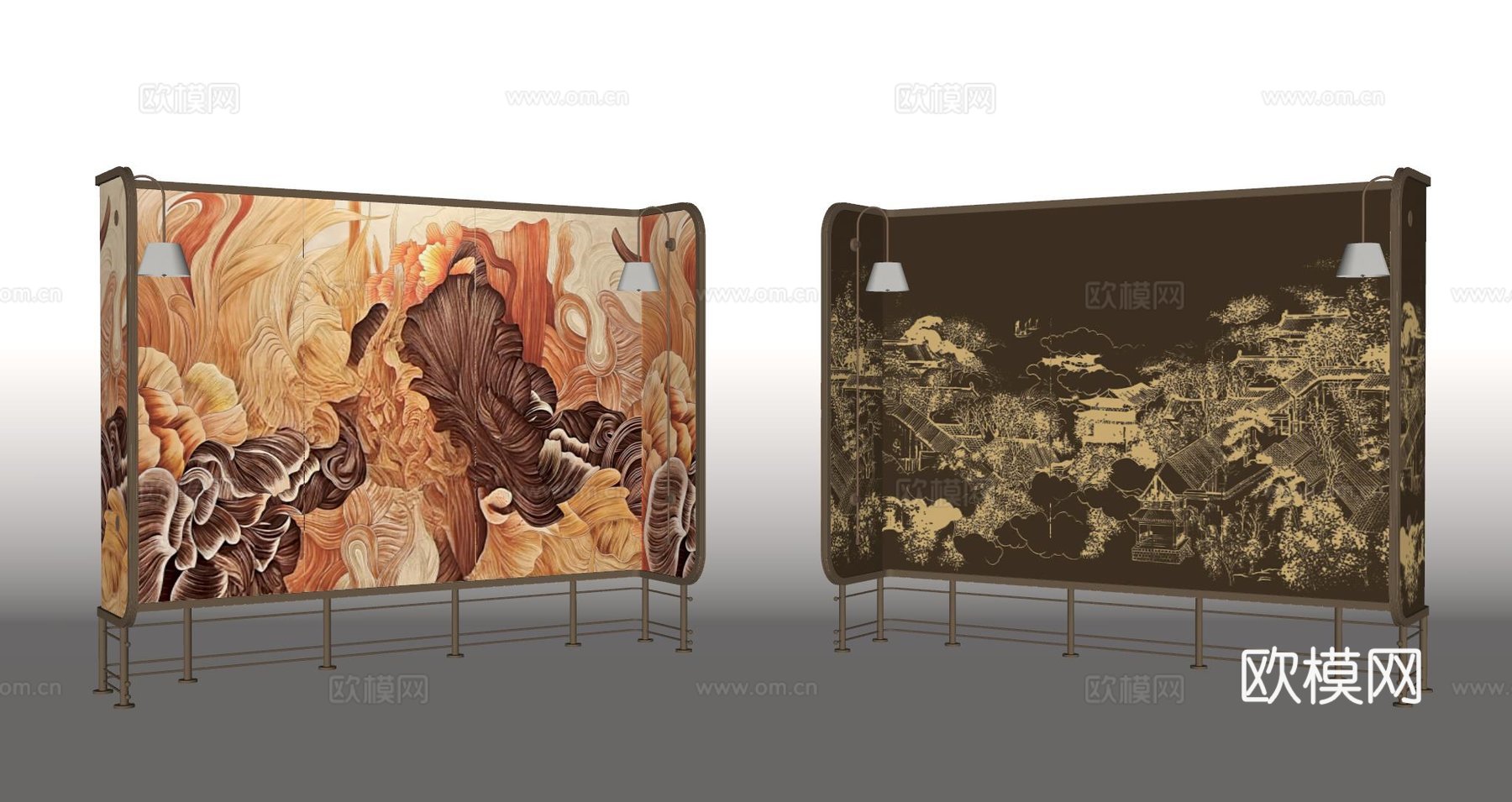 现代屏风隔断 意式屏风 就是屏风su模型