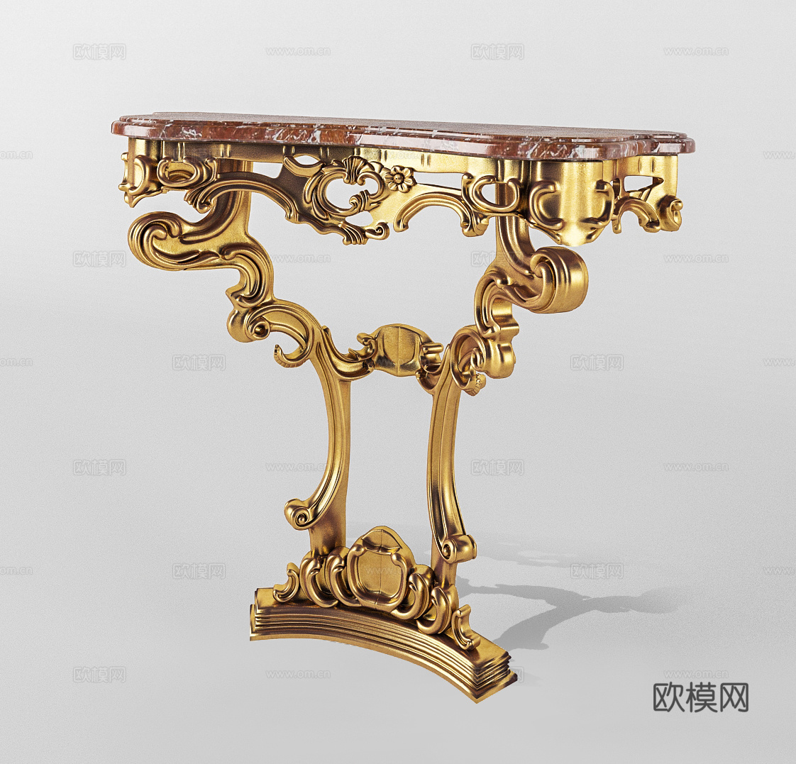 欧式茶几  复古圆几桌几3d模型