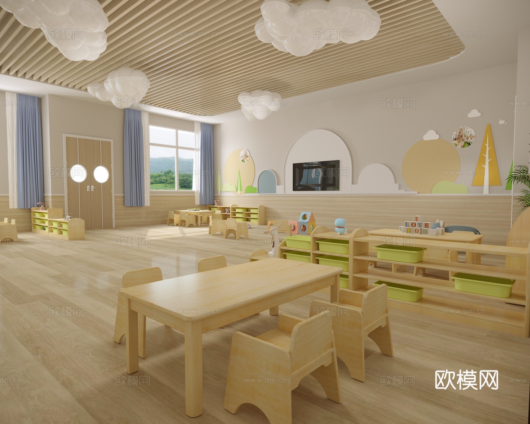 早教，幼儿园，儿童课室，儿童课堂，教培3d模型