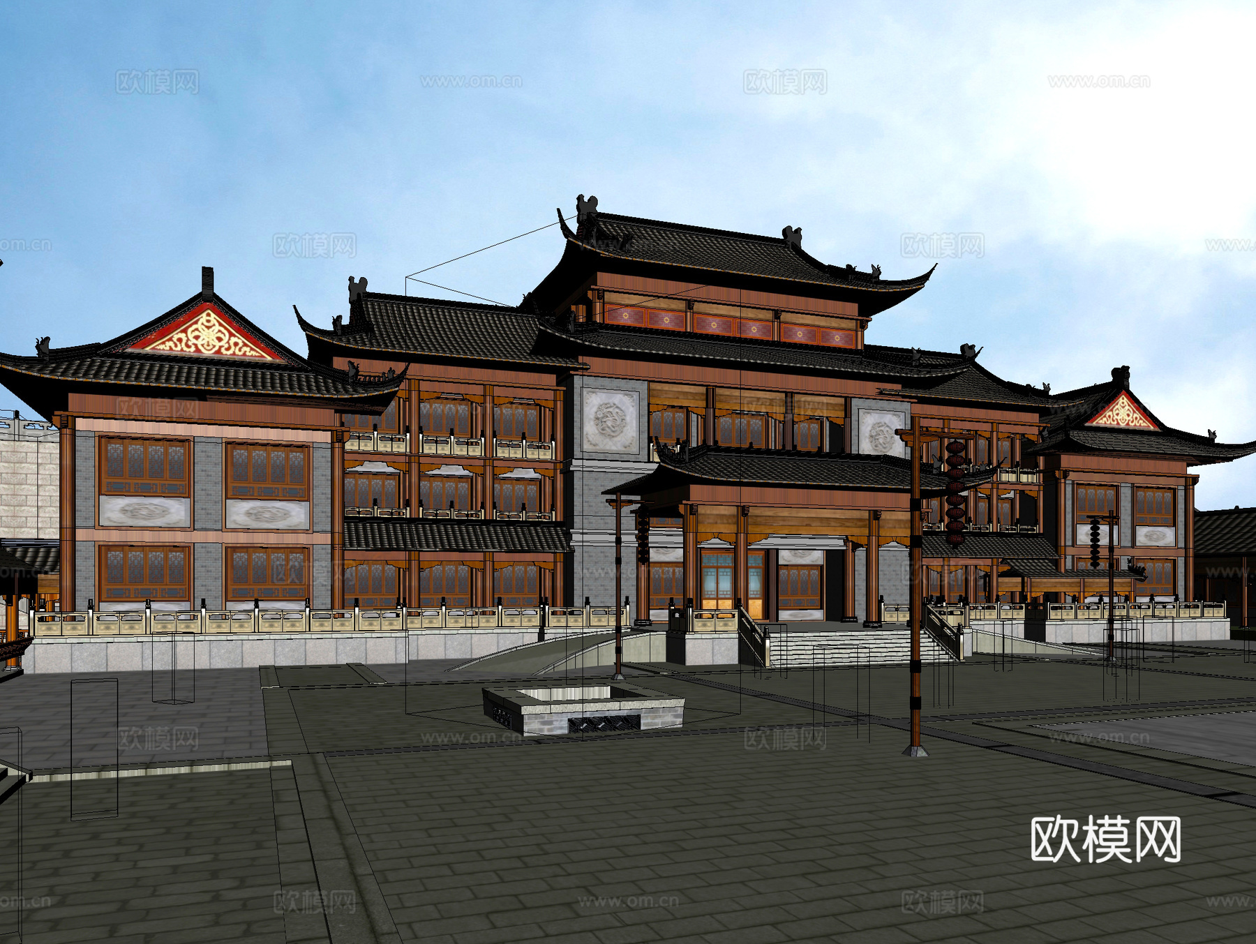 古建 庙宇 中式建筑 小镇 商业街 祠堂3d模型