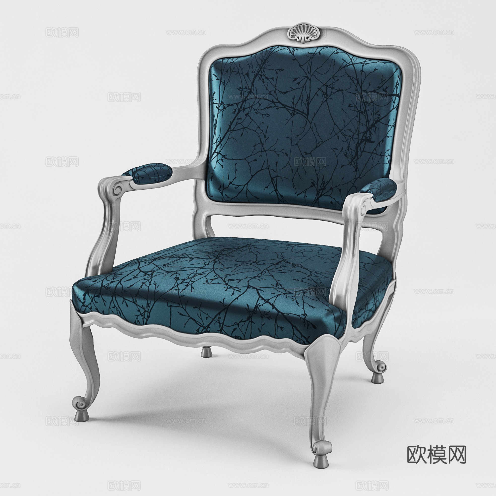美式单椅  休闲椅  餐椅书椅布椅3d模型