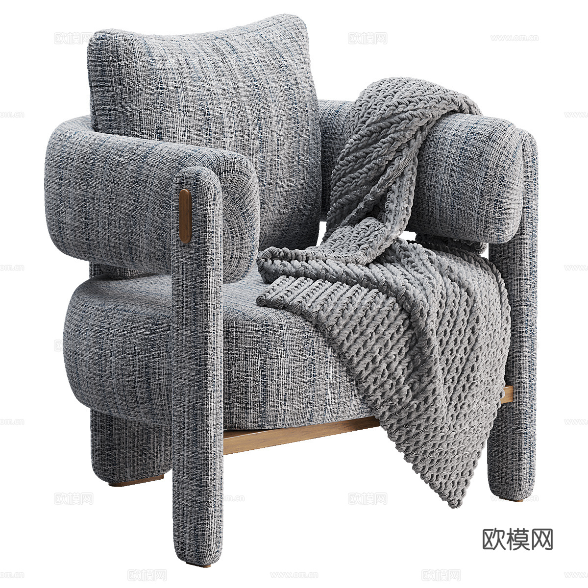 现代意式布艺扶手椅3d模型