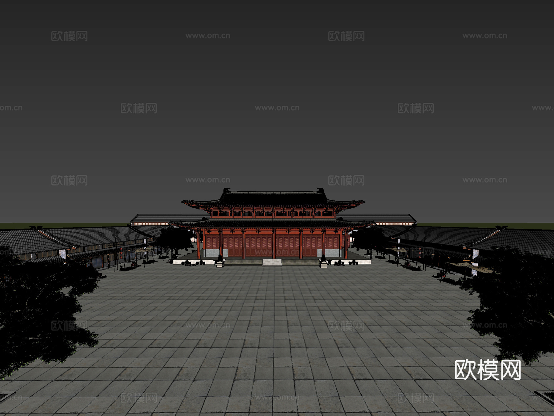 古建 商业街 中式建筑 寺庙 古镇 殿堂3d模型