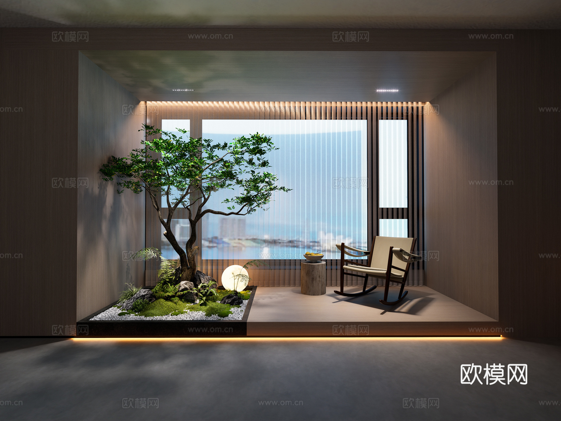 现代休闲阳台景观 休闲阳台 室内景观 植物造景 树su模型