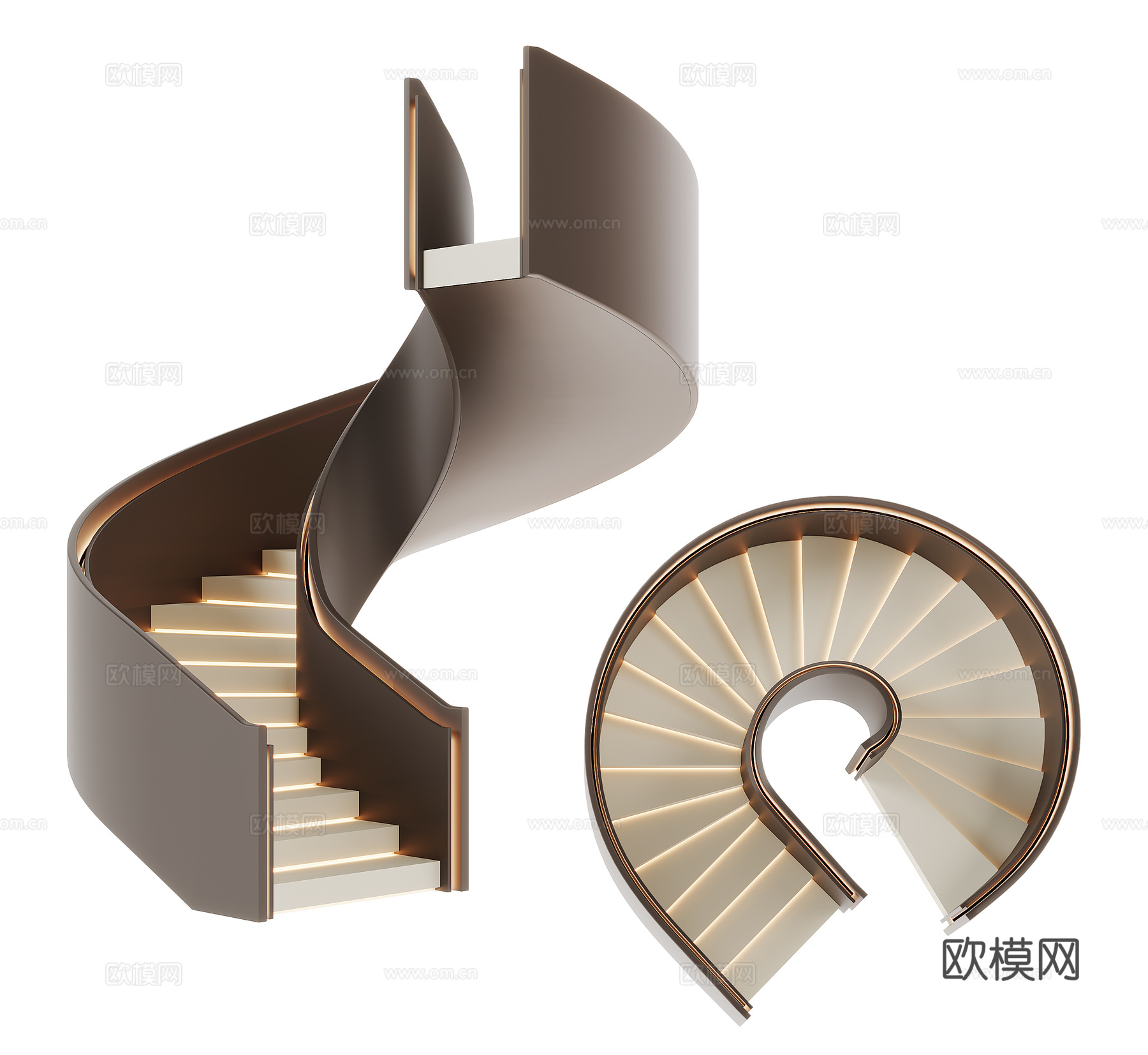 现代旋转楼梯su模型