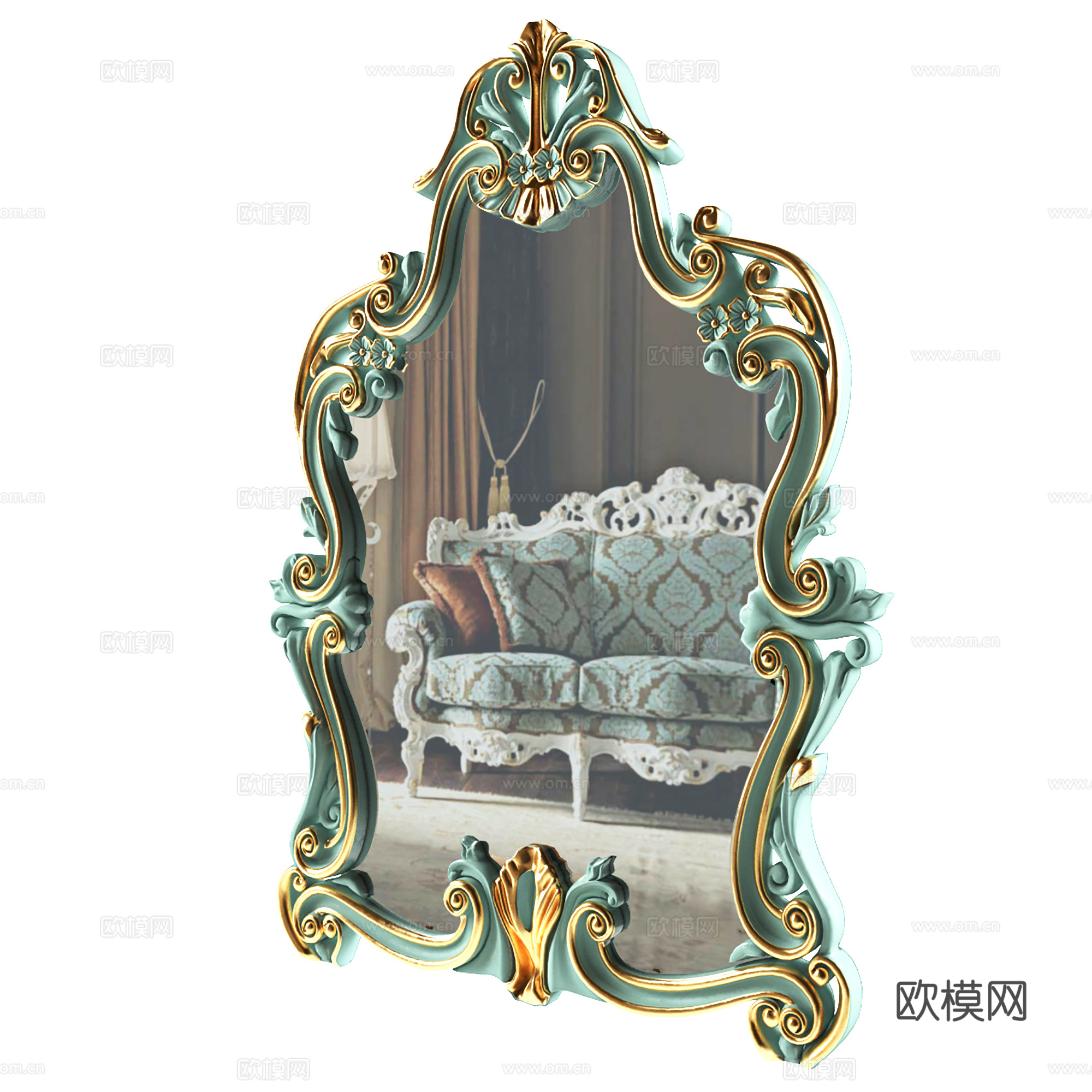 法式墙面挂镜 雕花挂画  立体墙饰3d模型