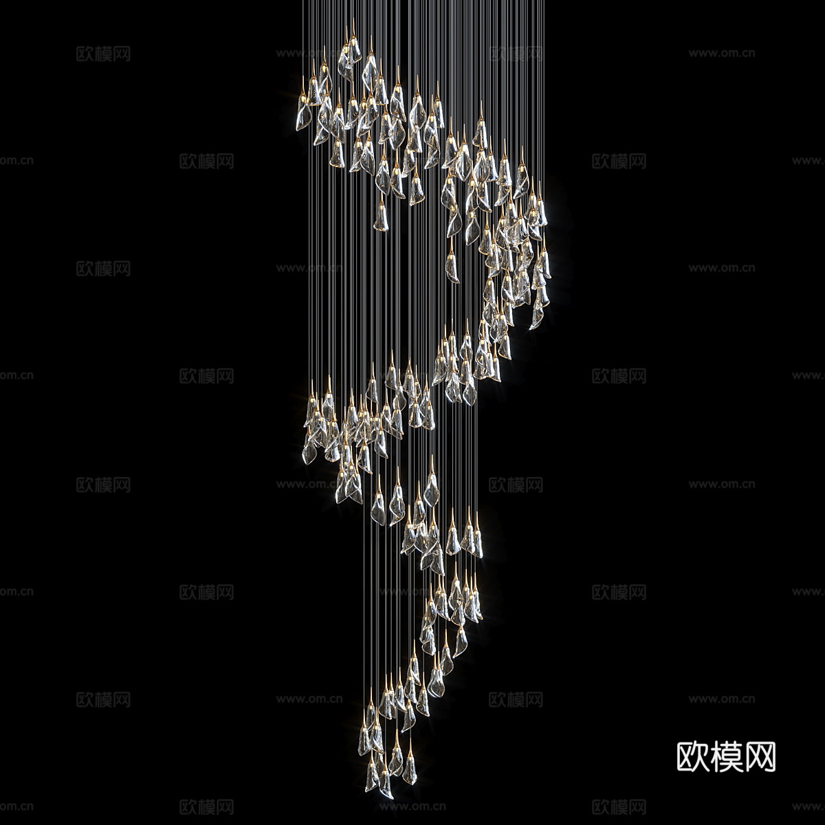 现代意式轻奢工艺吊灯3d模型