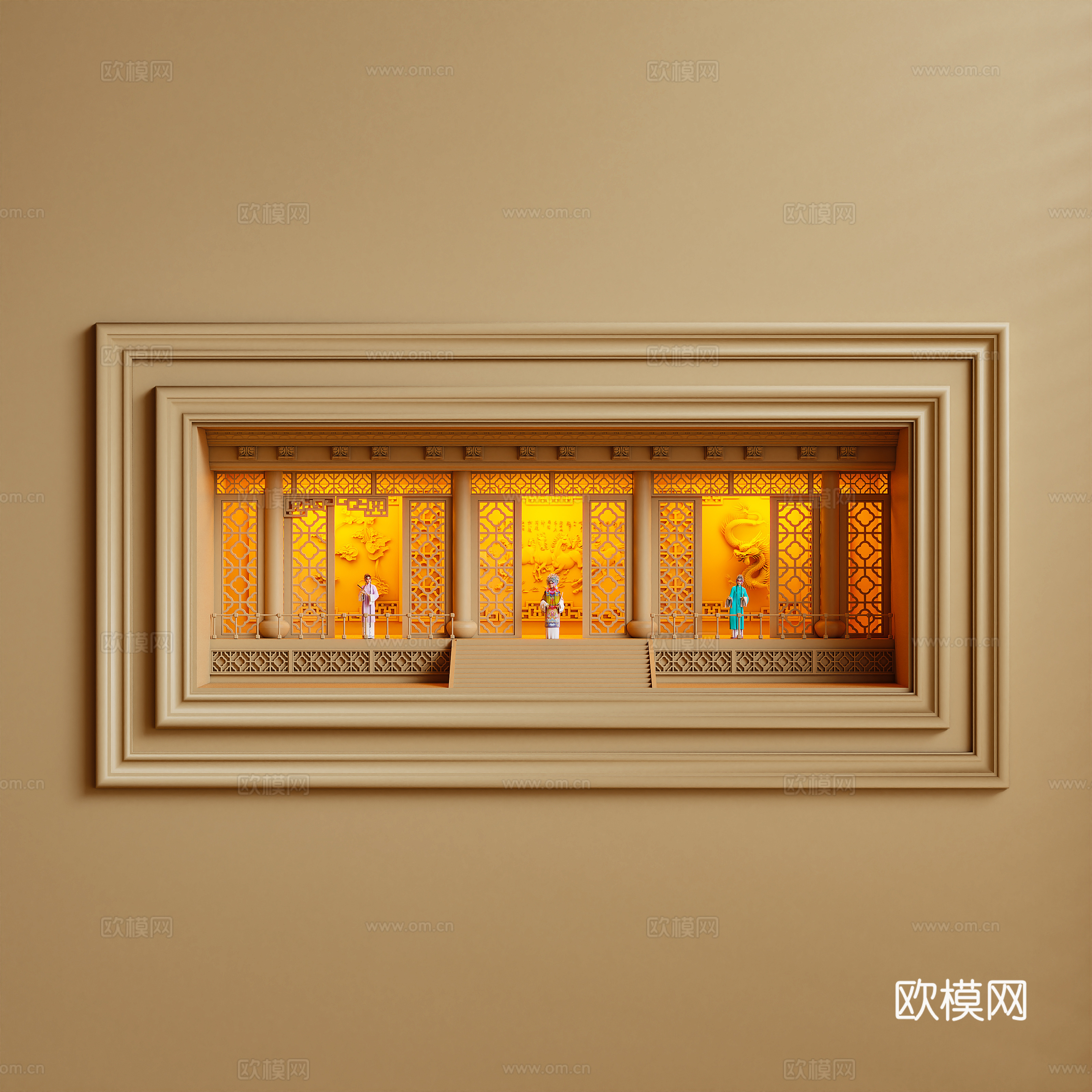 新中式壁灯 壁龛 墙饰3d模型
