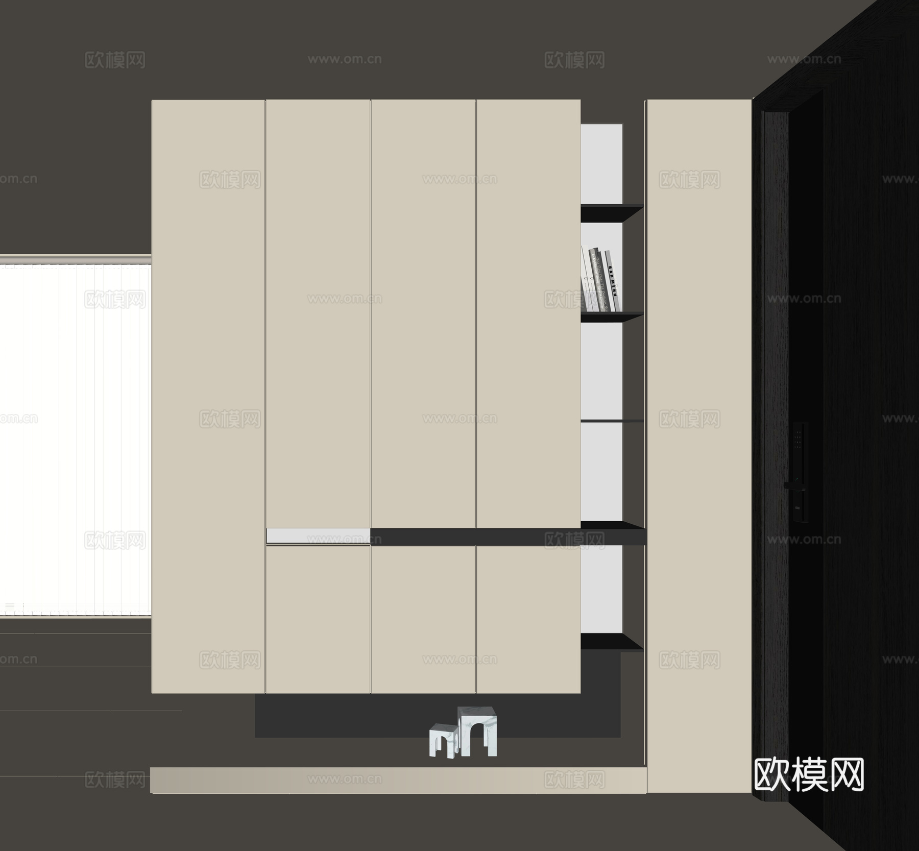 现代入户鞋柜su模型