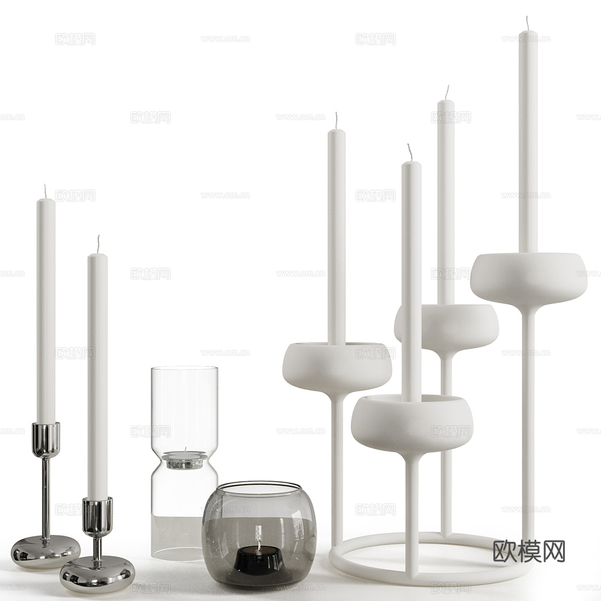 现代意式蜡烛 烛台3d模型