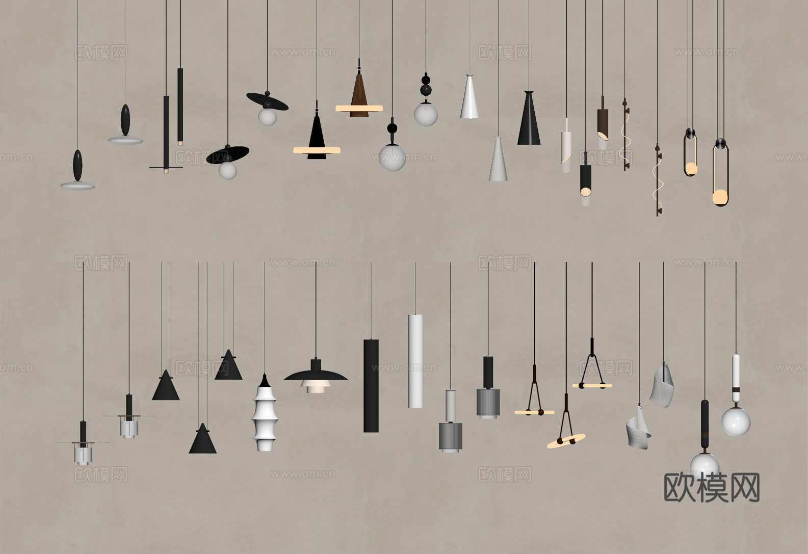 现代床头小吊灯组合su模型