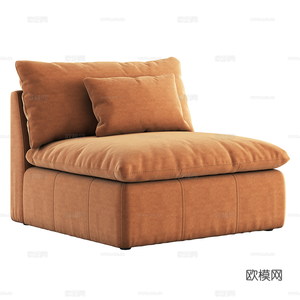 现代意式单人布艺休闲沙发3d模型
