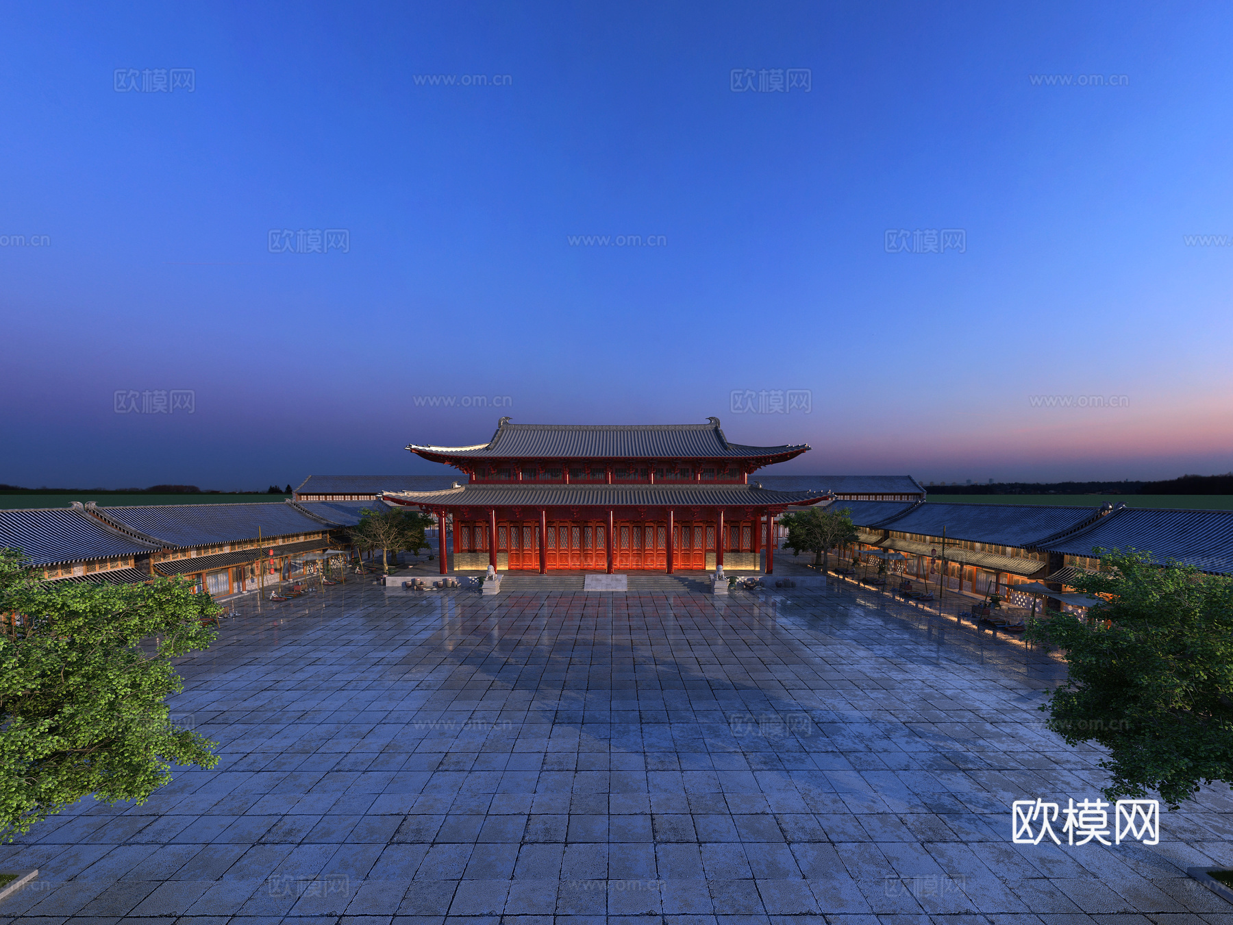 古建 商业街 中式建筑 寺庙 古镇 殿堂3d模型