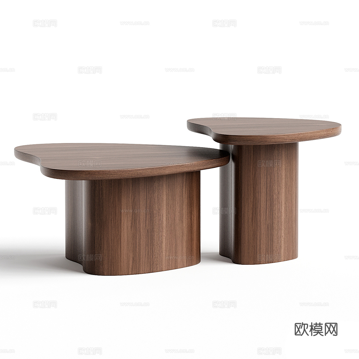 现代意式实木心形茶几3d模型