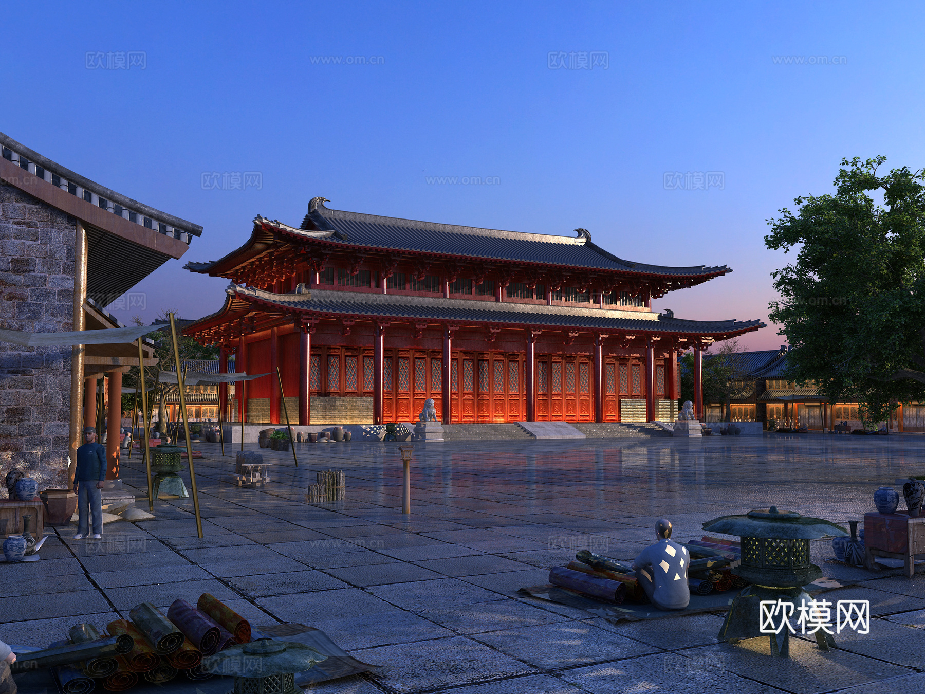 古建 商业街 中式建筑 寺庙 古镇 殿堂3d模型