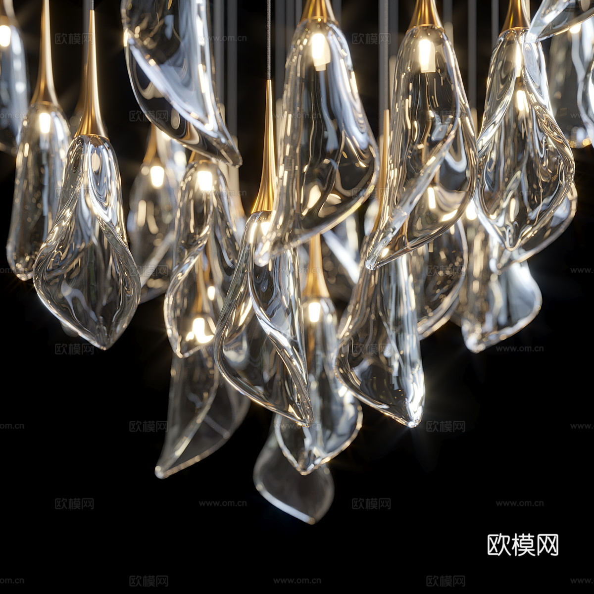 现代意式轻奢工艺吊灯3d模型