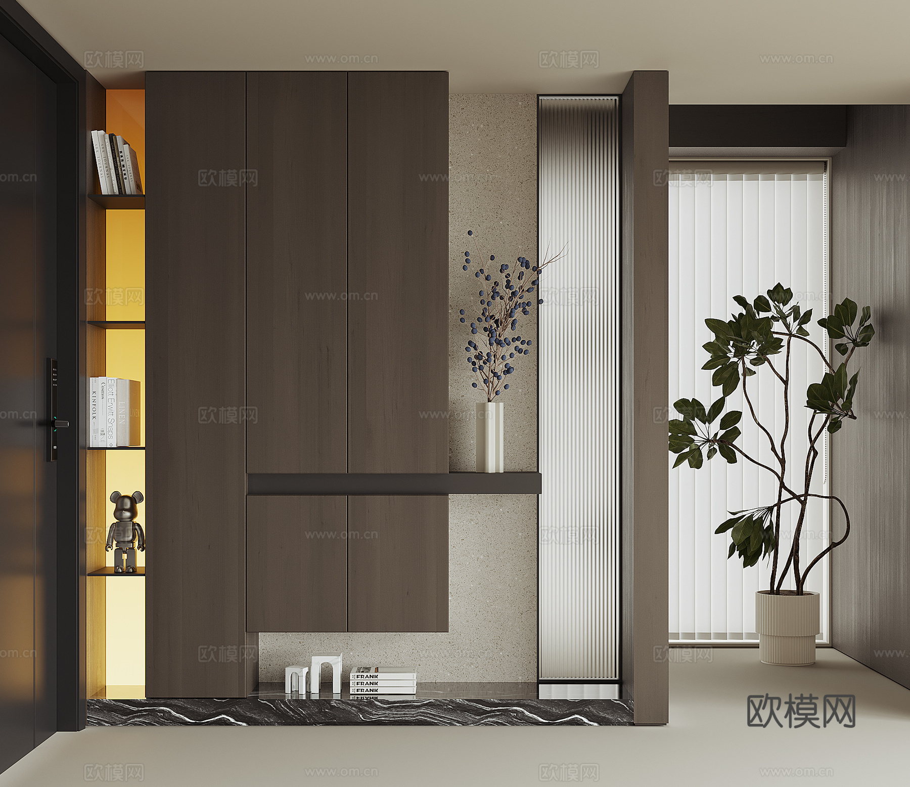 现代入户鞋柜su模型下载（渲染图1）