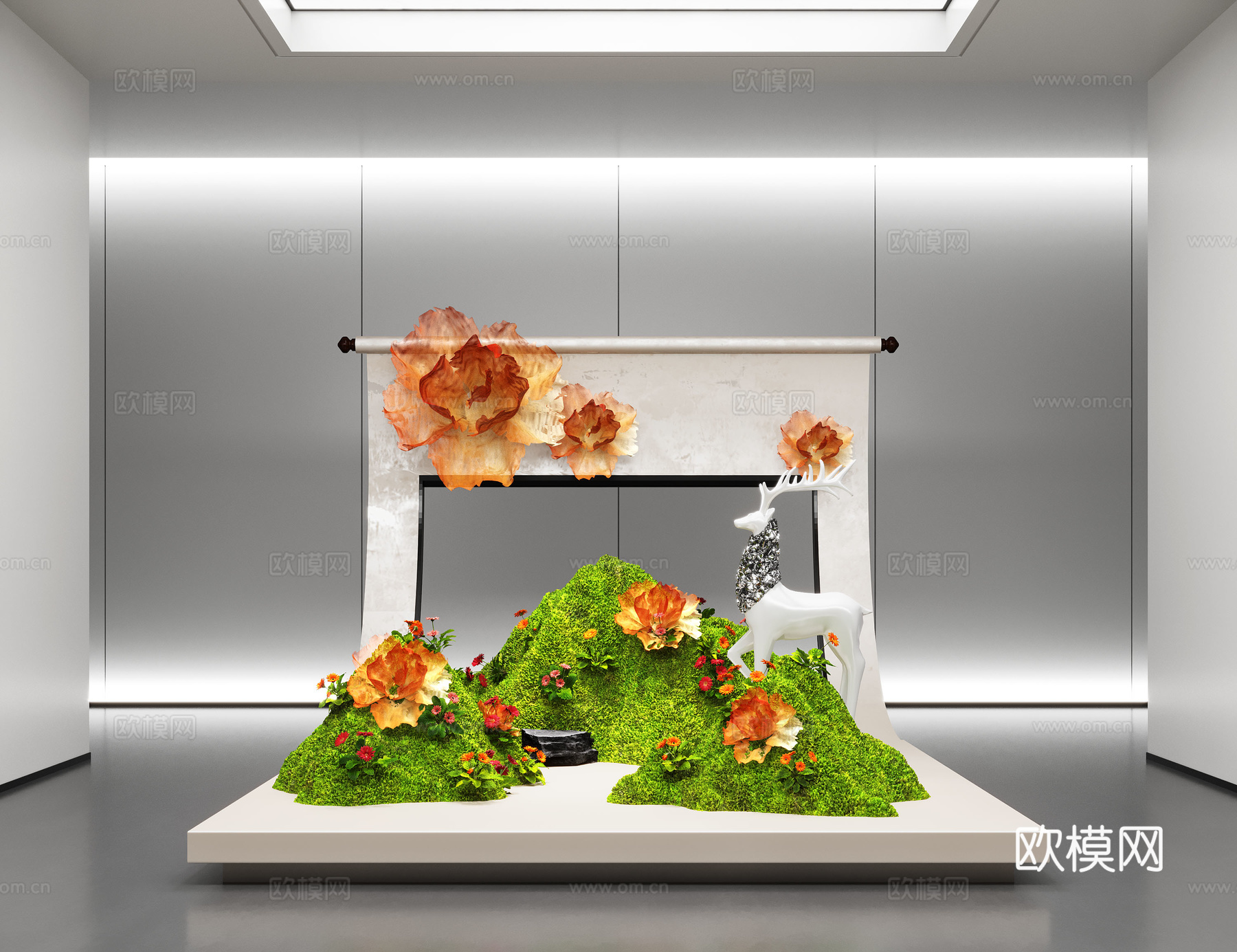 现代室内景观造景 苔藓景观 景观小品 景观装置3d模型