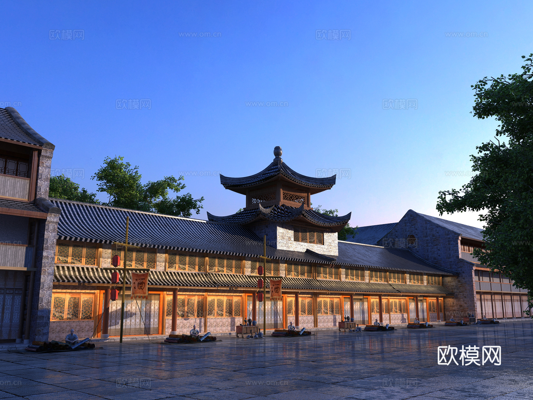 古建 商业街 中式建筑 寺庙 古镇 殿堂3d模型