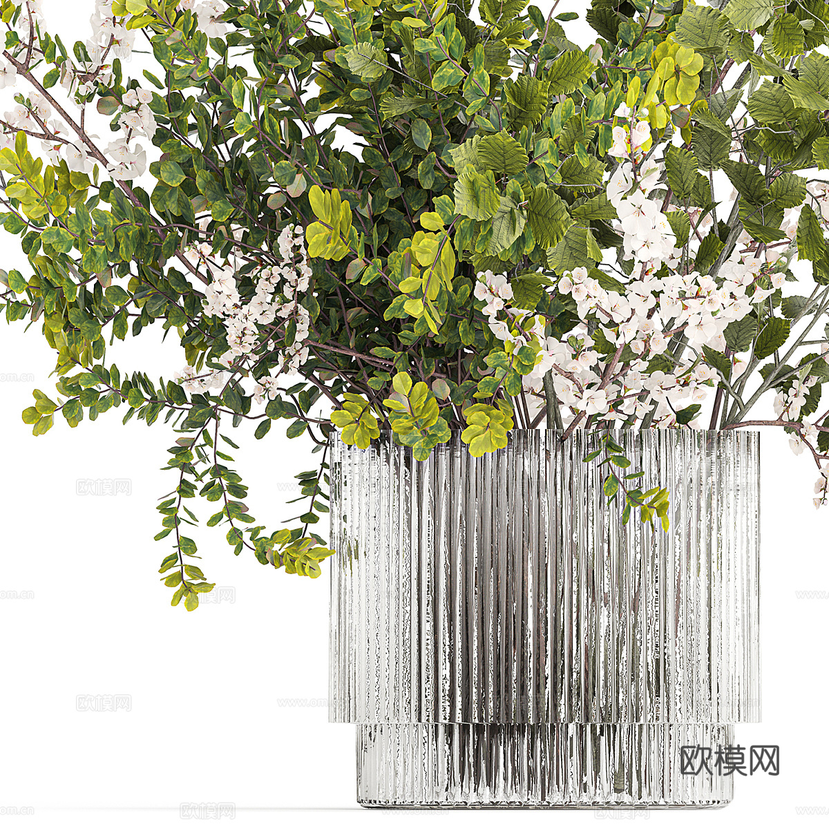 现代樱花花束 花瓶 花艺3d模型