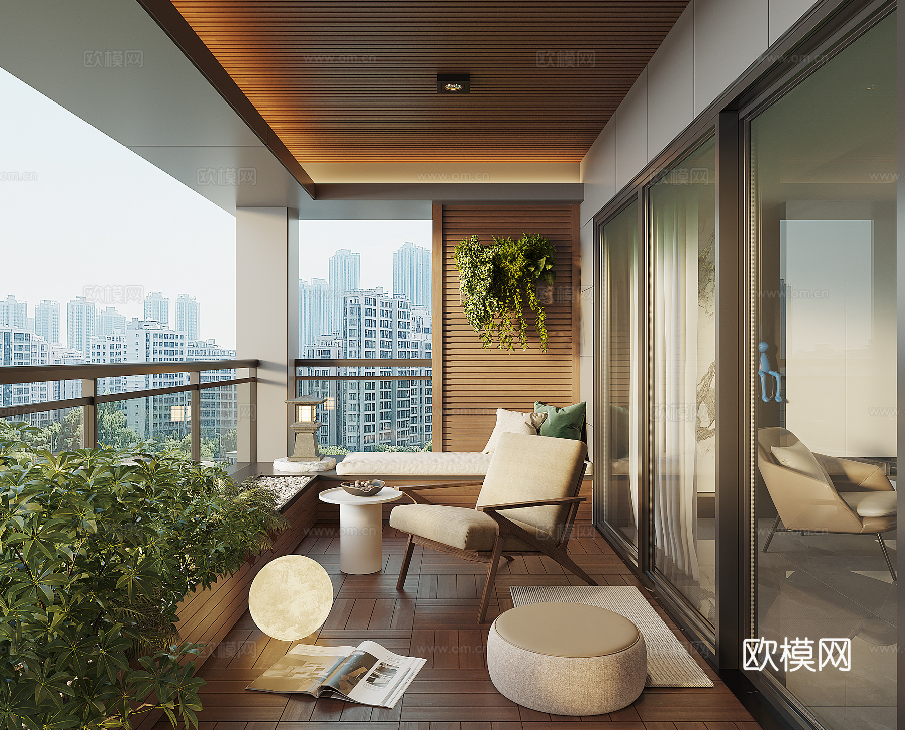 现代休闲阳台su模型