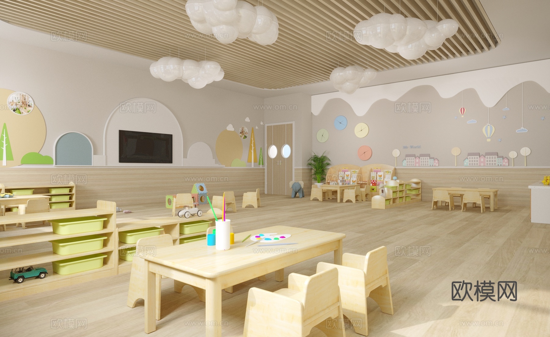 早教，幼儿园，儿童课室，儿童课堂，教培3d模型