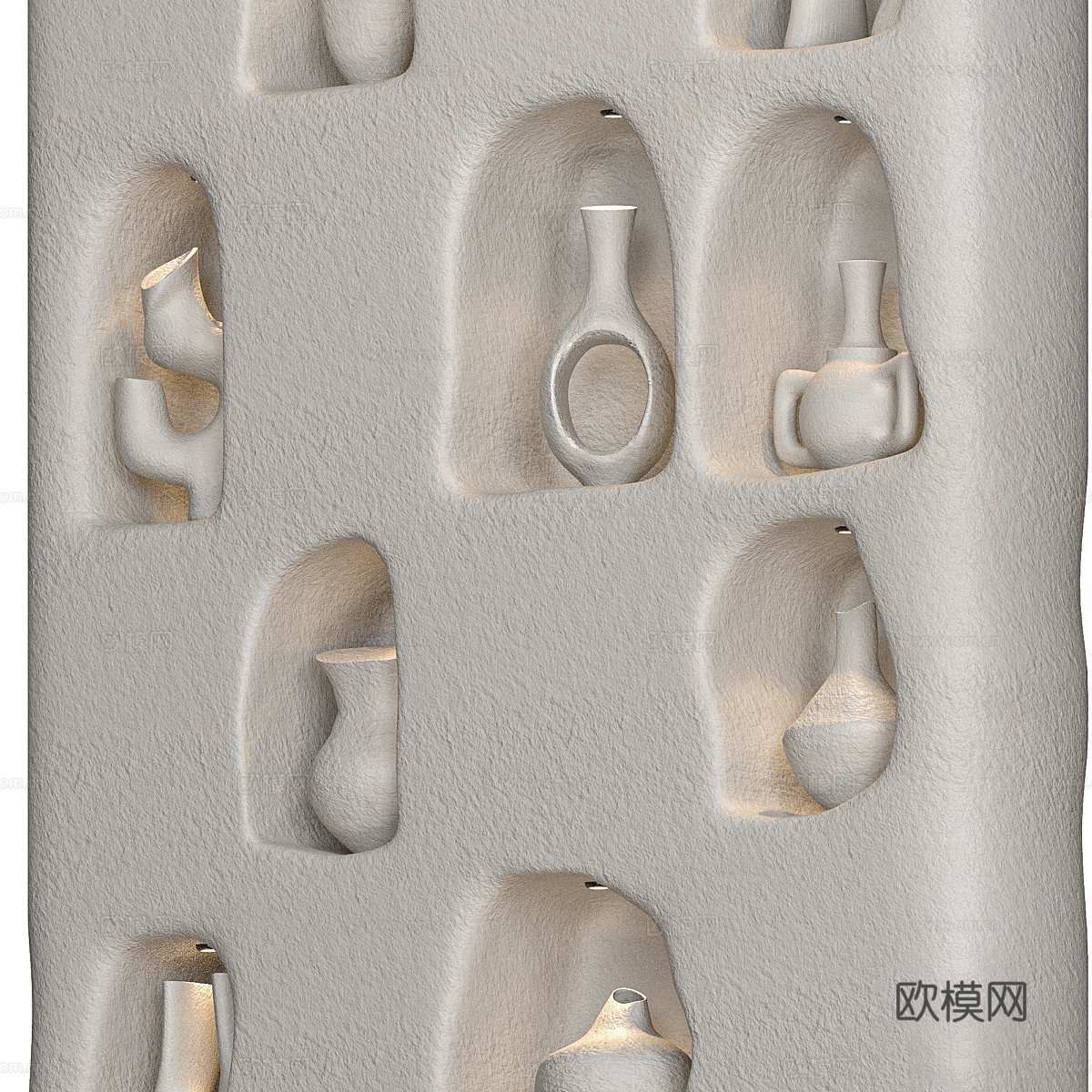 新中式侘寂陶瓷器皿装饰3d模型