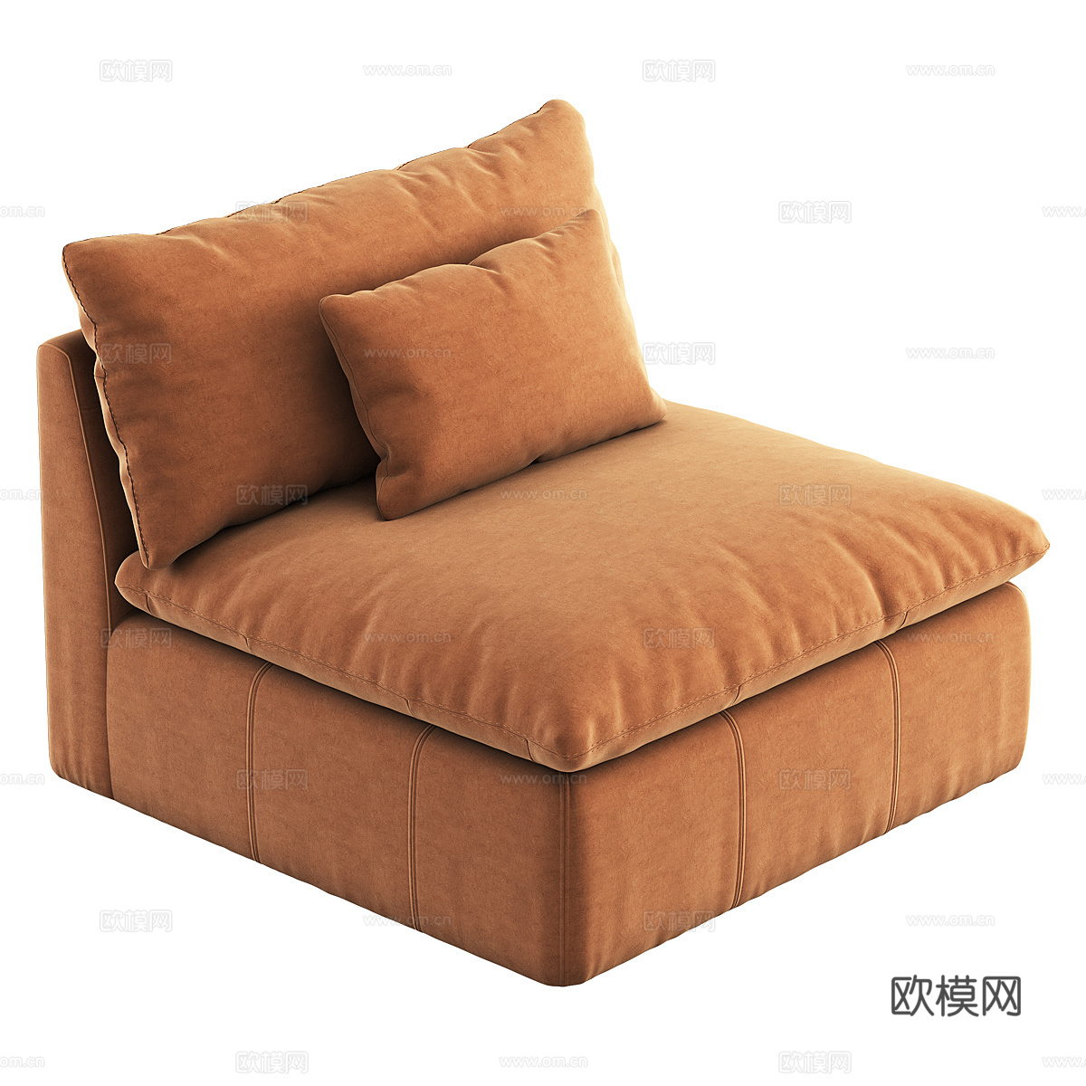 现代意式单人布艺休闲沙发3d模型