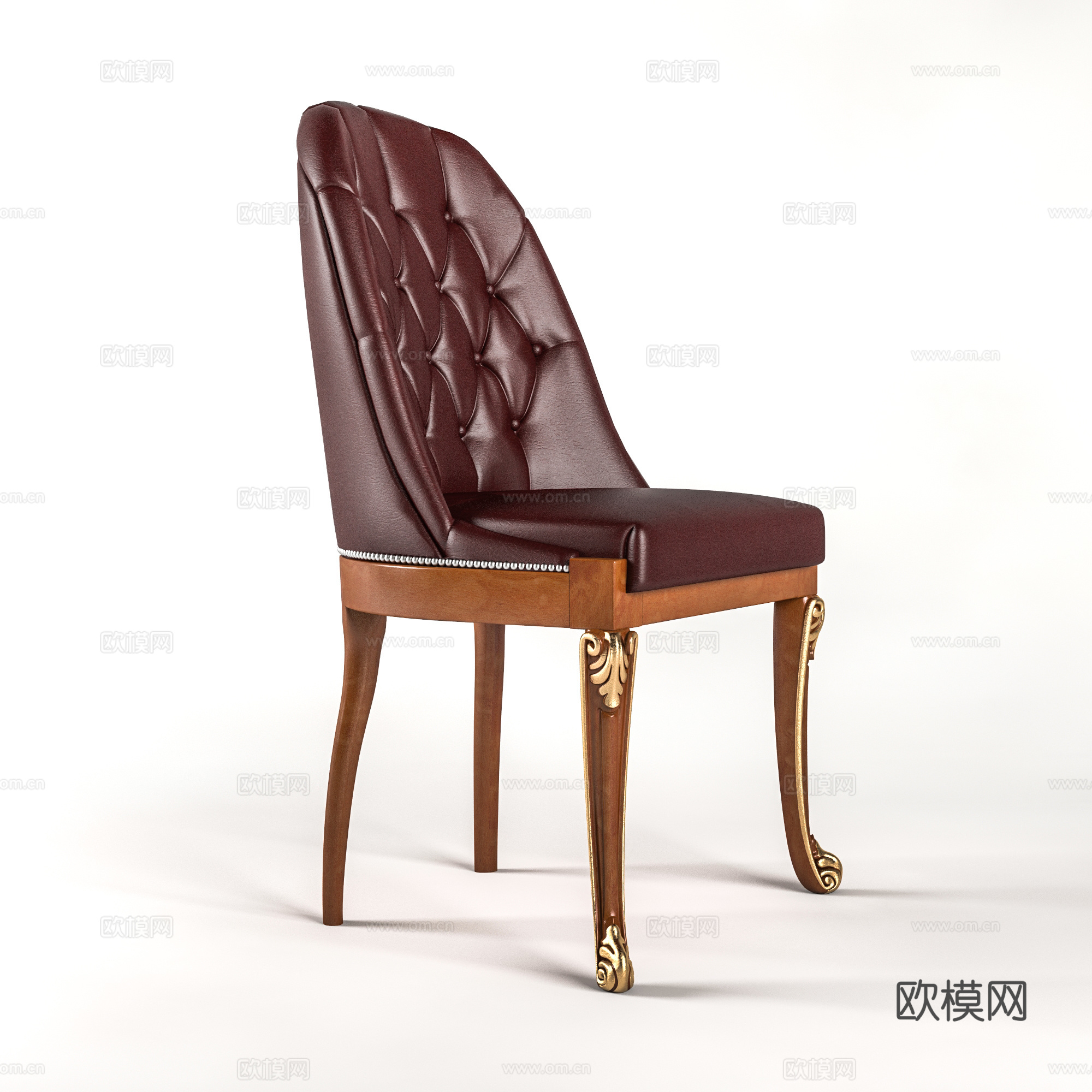 欧式休闲椅 单椅 皮椅书椅餐椅3d模型