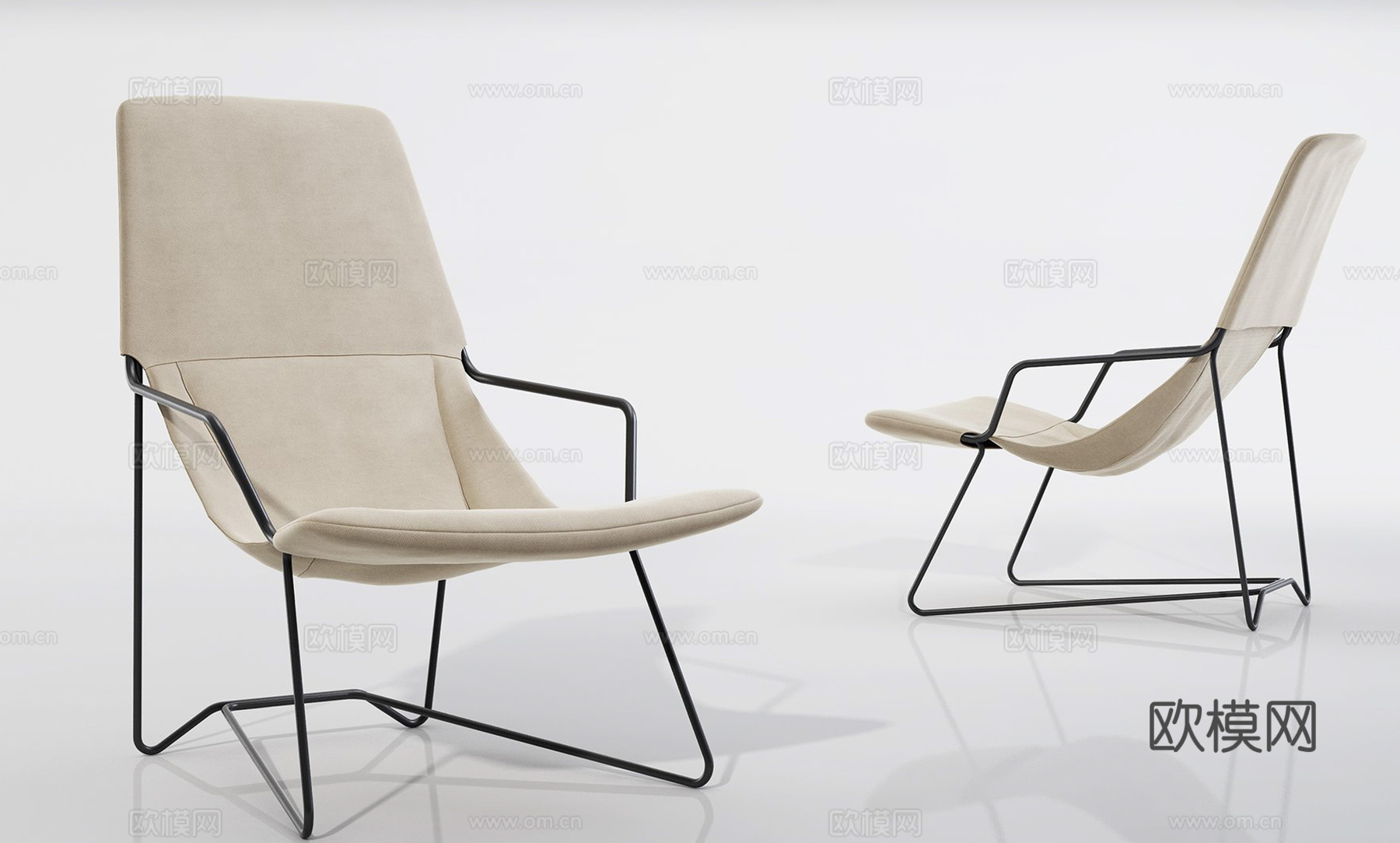 现代极简躺椅 布椅 户外躺椅3d模型