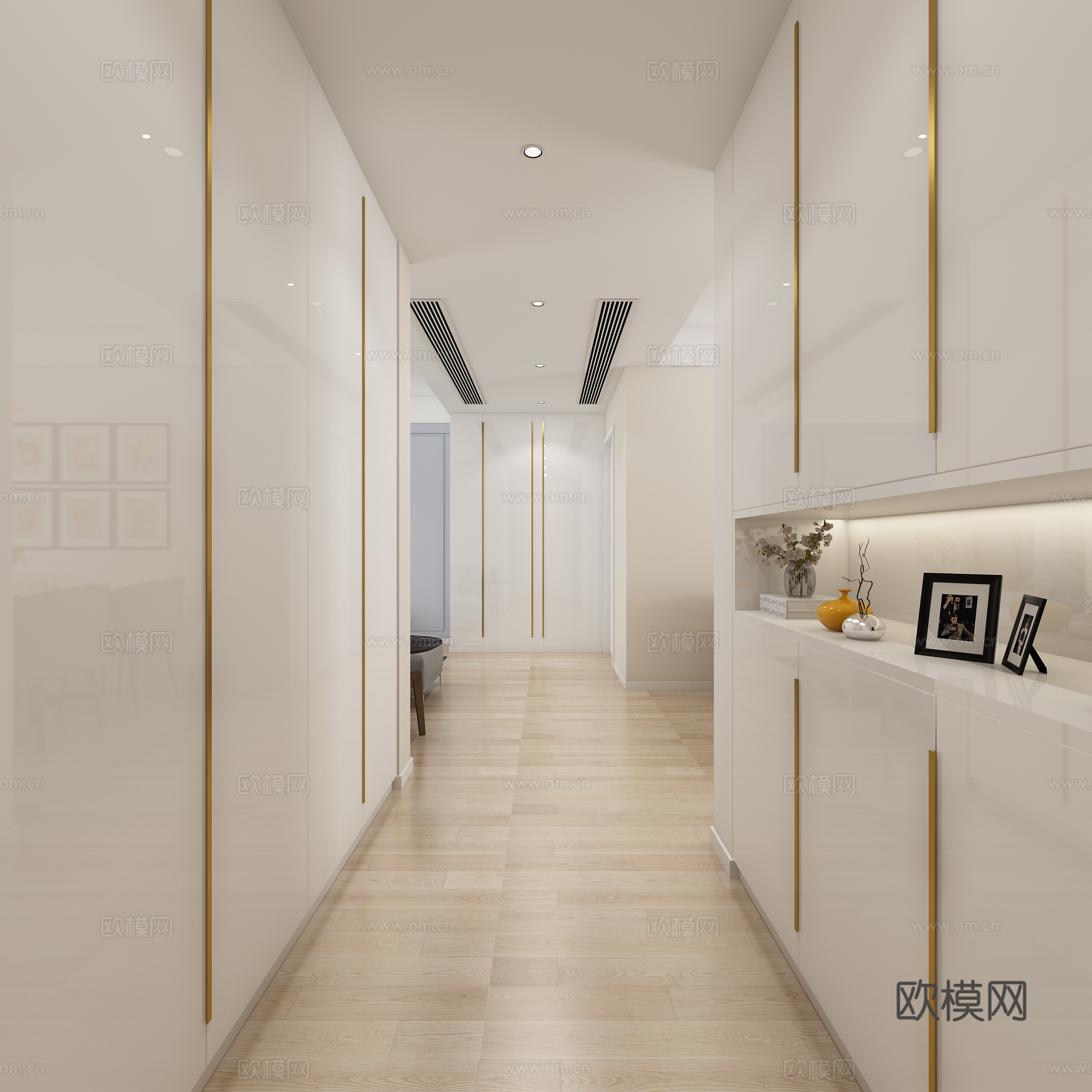 现代客厅餐厅 吊灯 多人沙发 单人沙发 茶几 装饰柜 挂3d模型