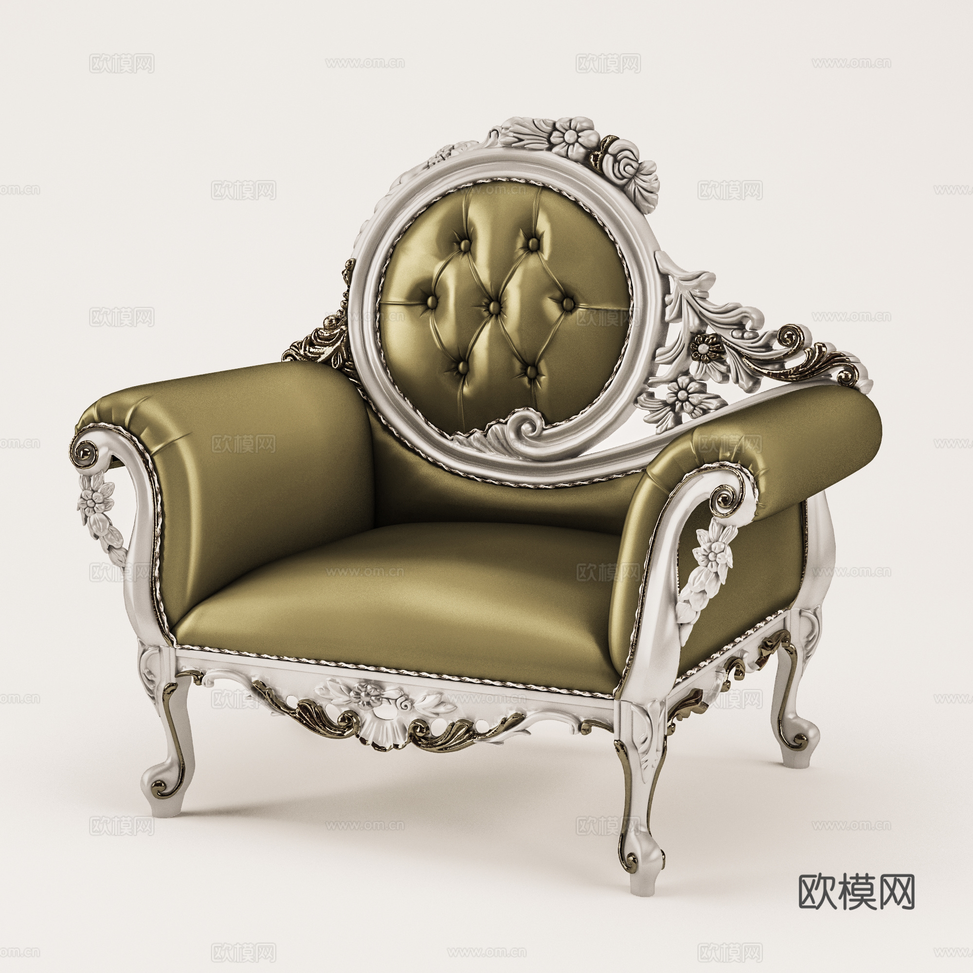 法式单人沙发 布艺沙发 休闲沙发3d模型