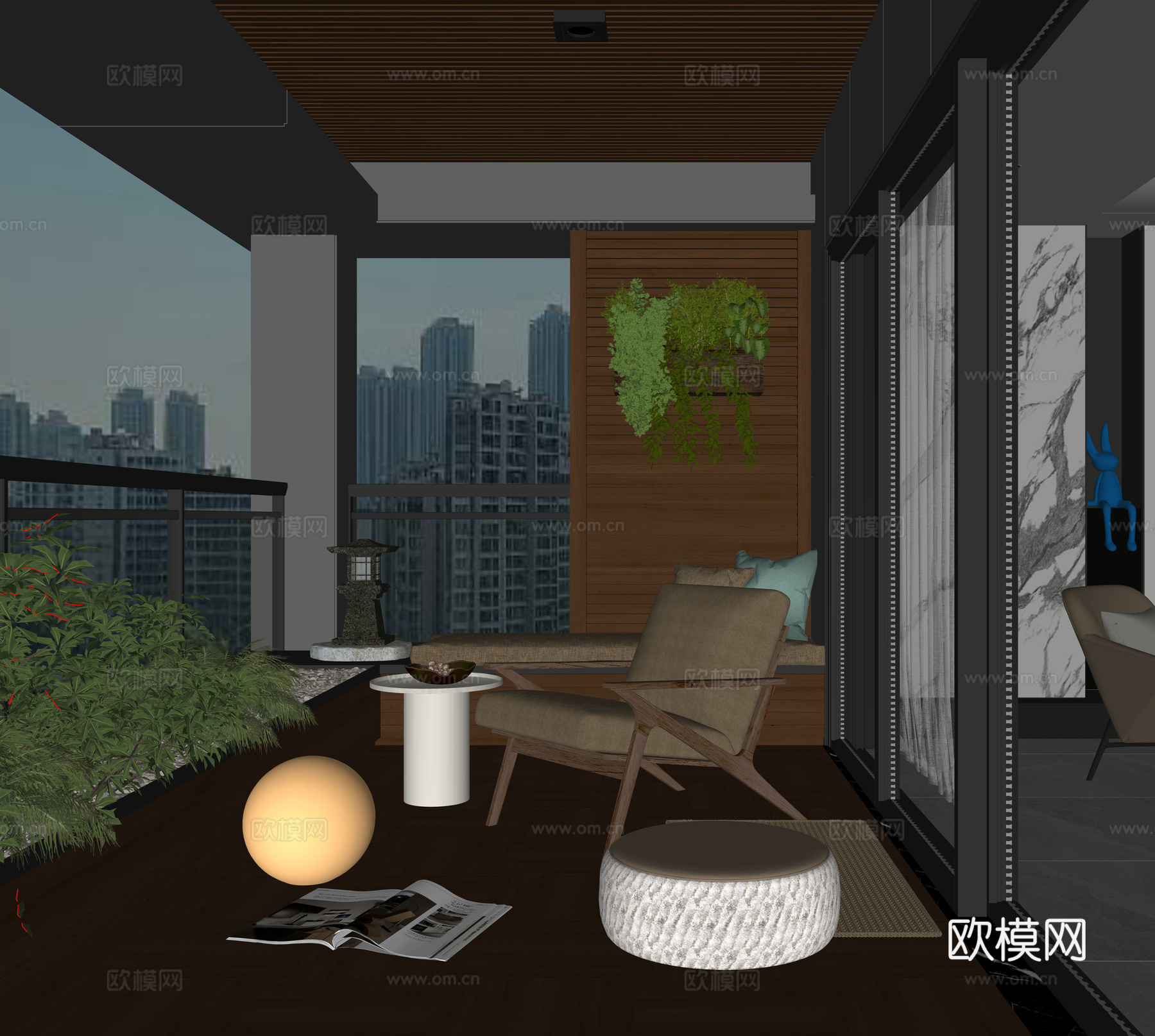 现代休闲阳台su模型