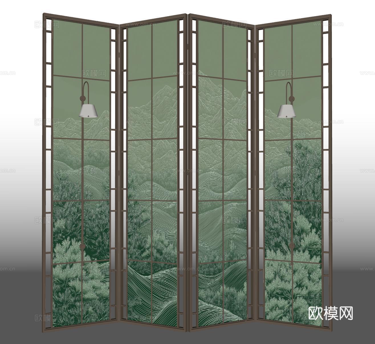 现代屏风隔断 意式屏风 就是屏风su模型