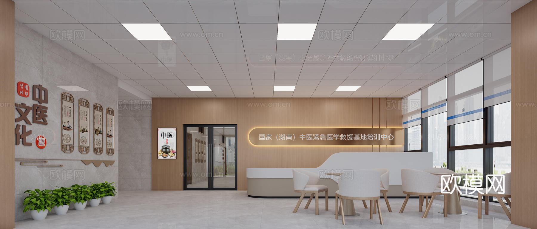 医院培训基地   医院培训机构   培训大厅  党建大厅3d模型
